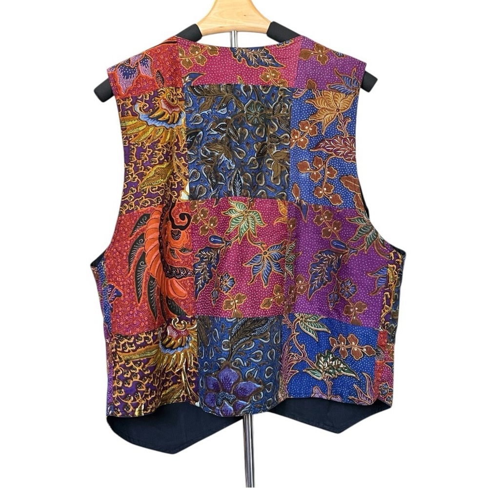 Vintage ASIACRAFT Vest 100% Cotton Patchwork Festival Indie Size M - Picture 2 of 6
